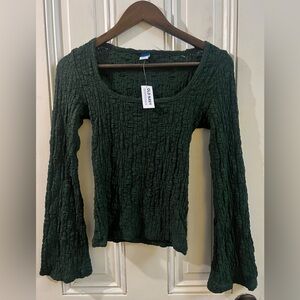 Old Navy Black Ruched Ribbed Long Sleeve Top